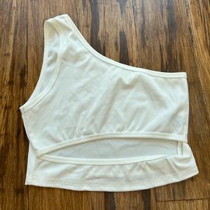 Cut Out One Shoulder White Too Size: S